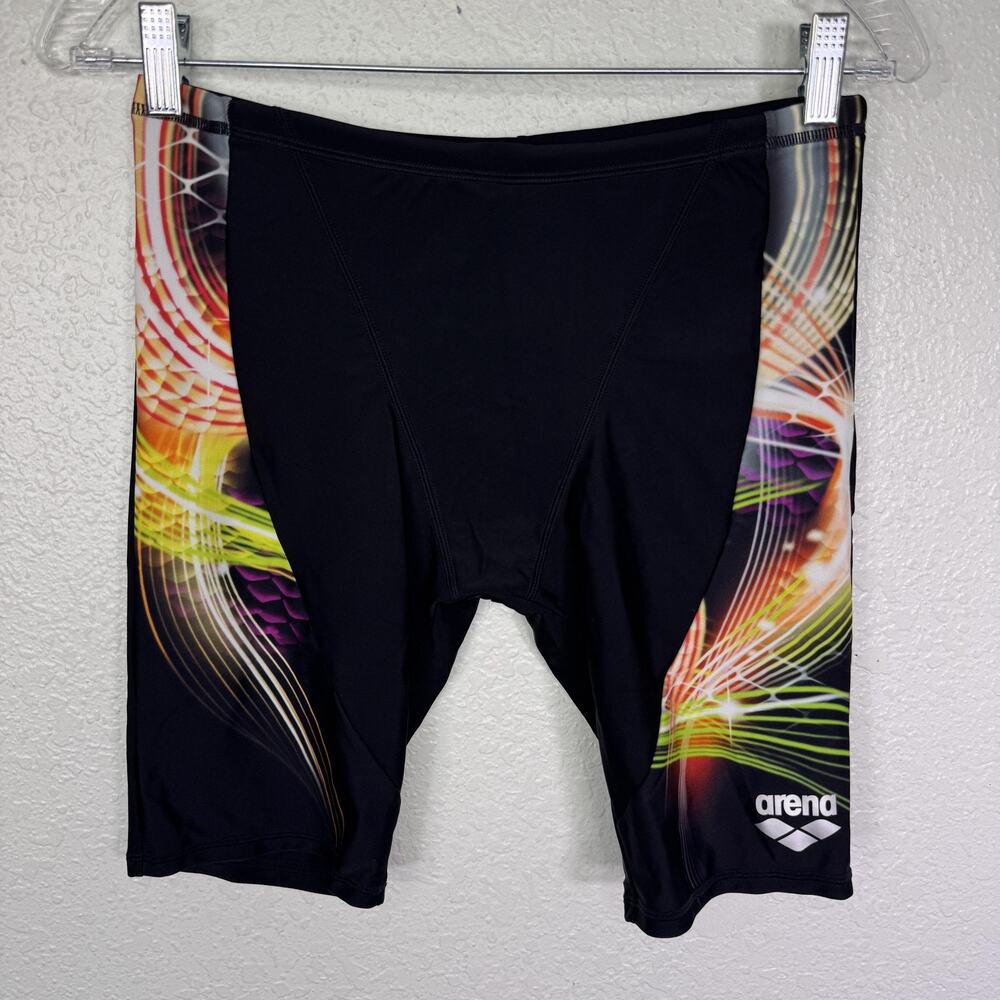 Arena Jammer Swim Leggings Mens Large Training Swimsuit Shorts Geometric Black